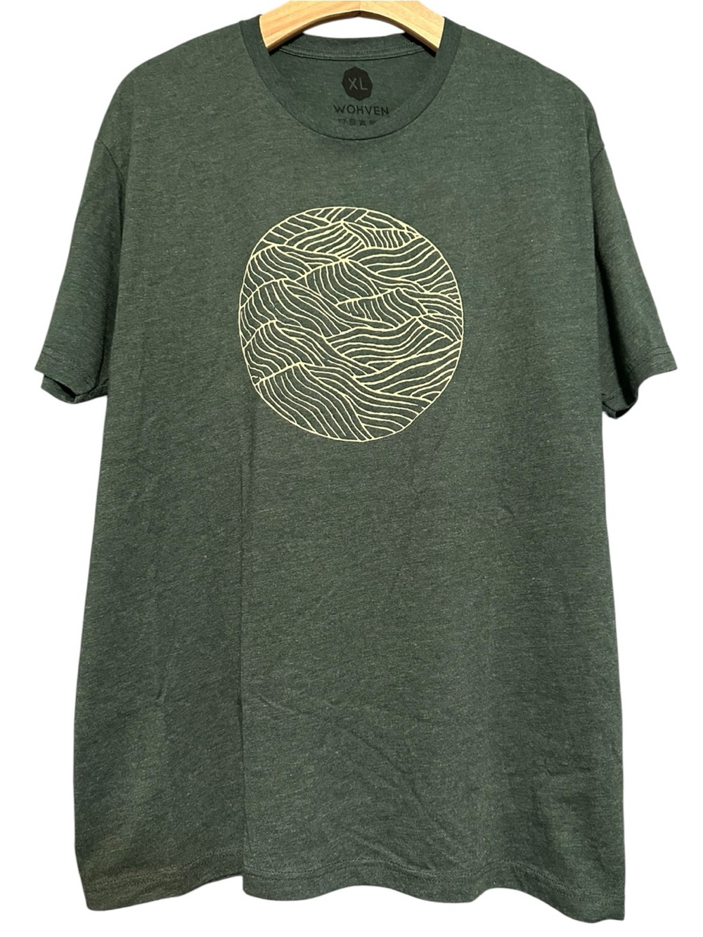 Wohven Men’s Size XL Heathered Green Summer Earth Globe Print Art Tee T-Shirt